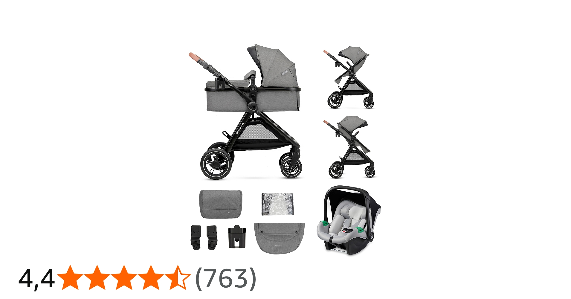 Kinderkraft ESME Silla de Coche 3 en 1 Set, con Portabebés Mink PRO I